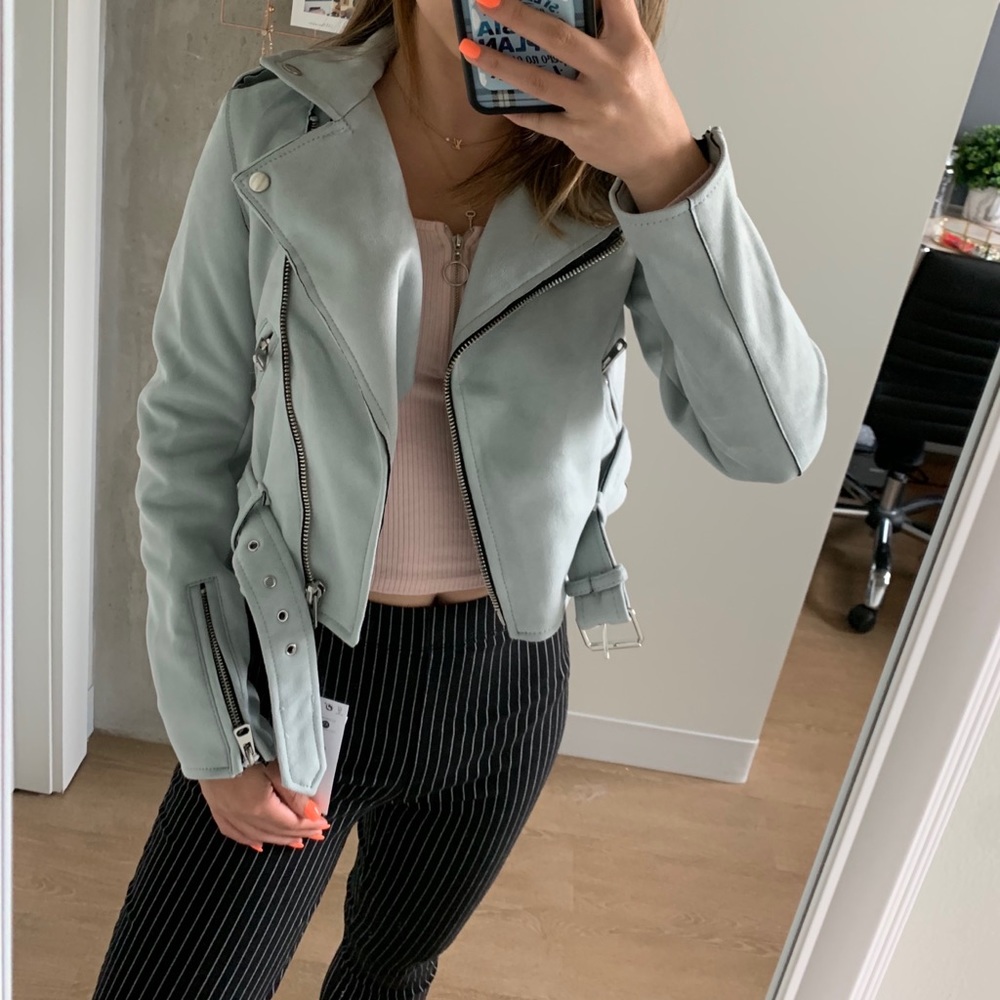 Bershka Mint Suede Moto Jacket